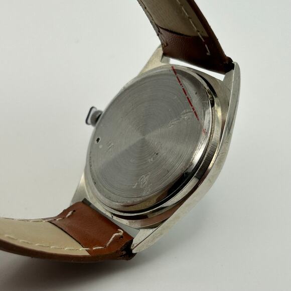 PCA Silver-tone Brown Leather Stainless Steel Quartz Watch Working New Battery main image 5